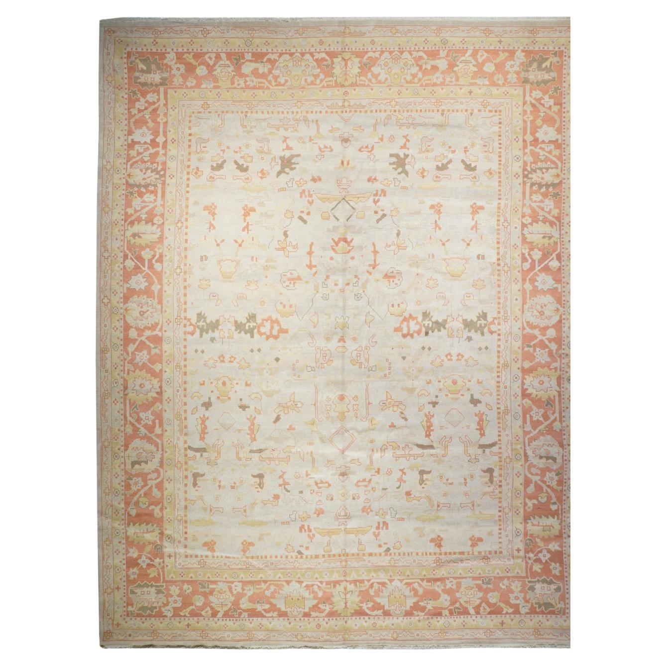 Oushak-Teppich im Vintage-Stil 12'2'' x 15'3''