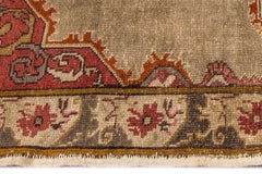 Brown Vintage Handmade Oushak Wool Rug With Medallion Motif