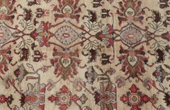 Vintage Oushak Rug from Turkey with All-Over Floral Design in Ivory, Brown & Red