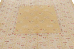 Vintage Oushak Rug Gold And Beige With Floral Patterns  Rug & Kilim