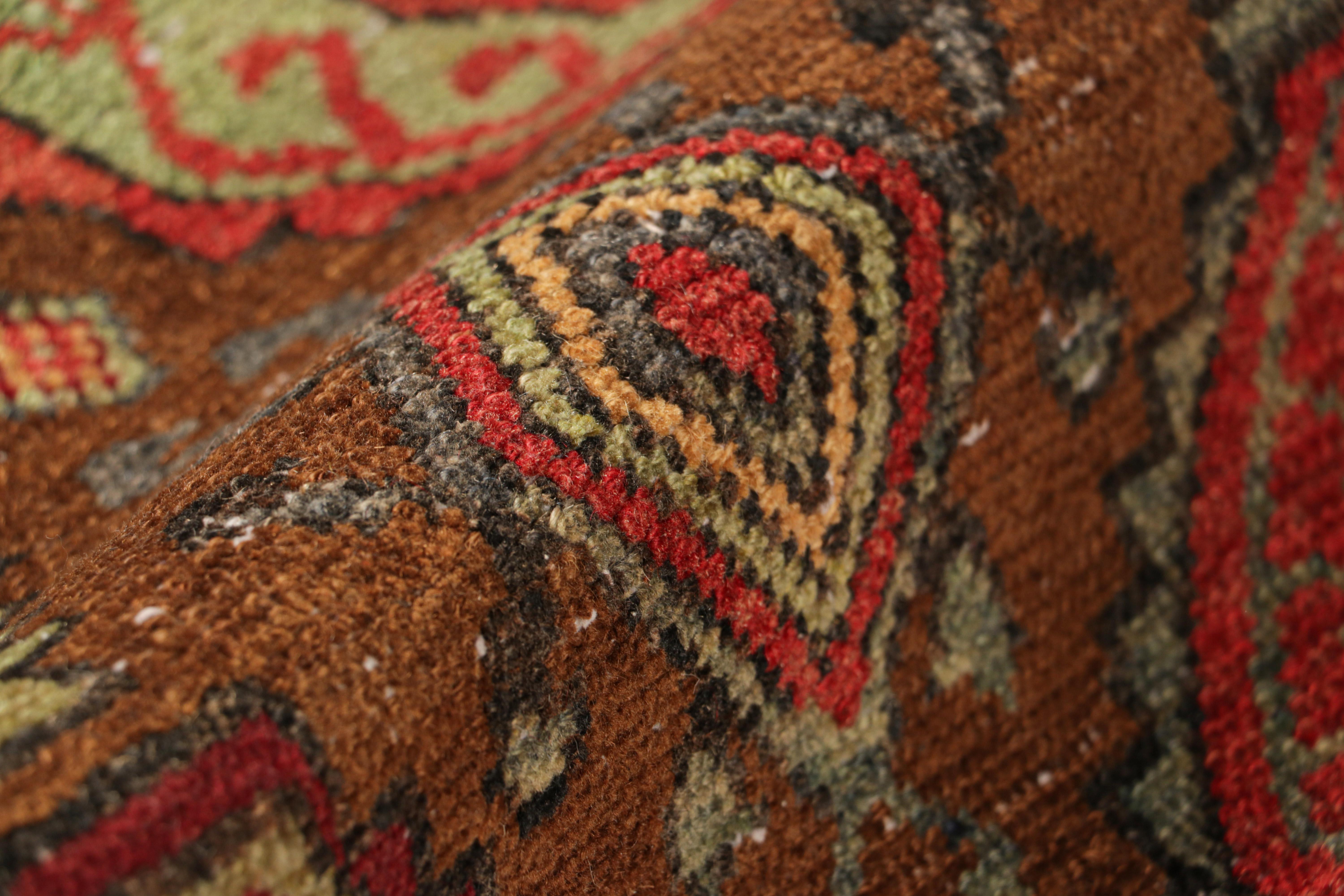 Mid-20th Century Vintage Oushak Rug in Beige-Brown, with Geometric Patterns, from Rug & Kilim For Sale