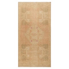 Vintage Oushak Rug in Beige-Brown, with Geometric Patterns, from Rug & Kilim