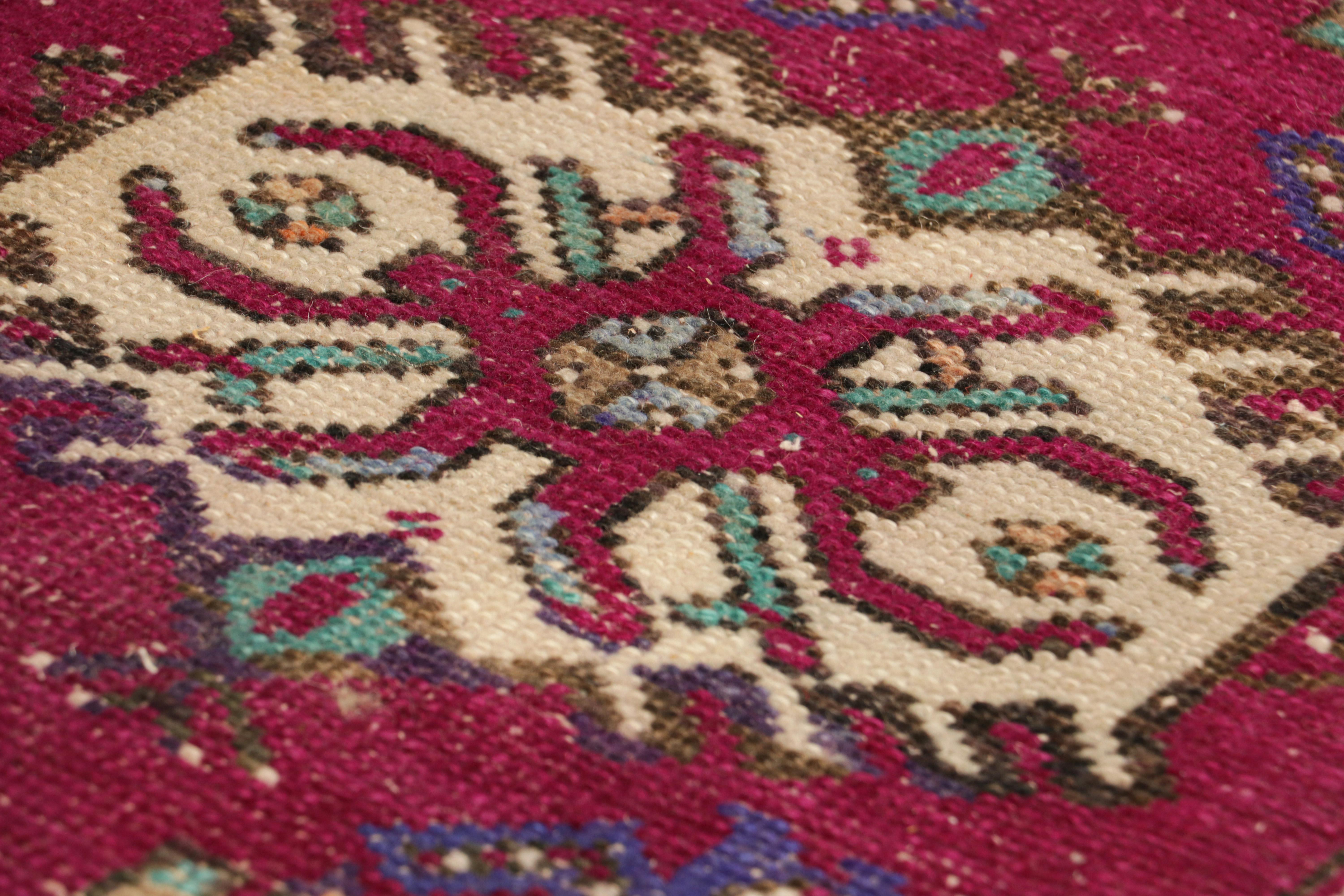 Hand Knotted in wool, originating from Turkey circa 1950-1960, this 1x3 vintage gift-sized rug is a very special piece from an exceptional mid-century curation of Oushak rugs new to Rug & Kilim’s collection.  

On the Design: 

Connoisseurs will