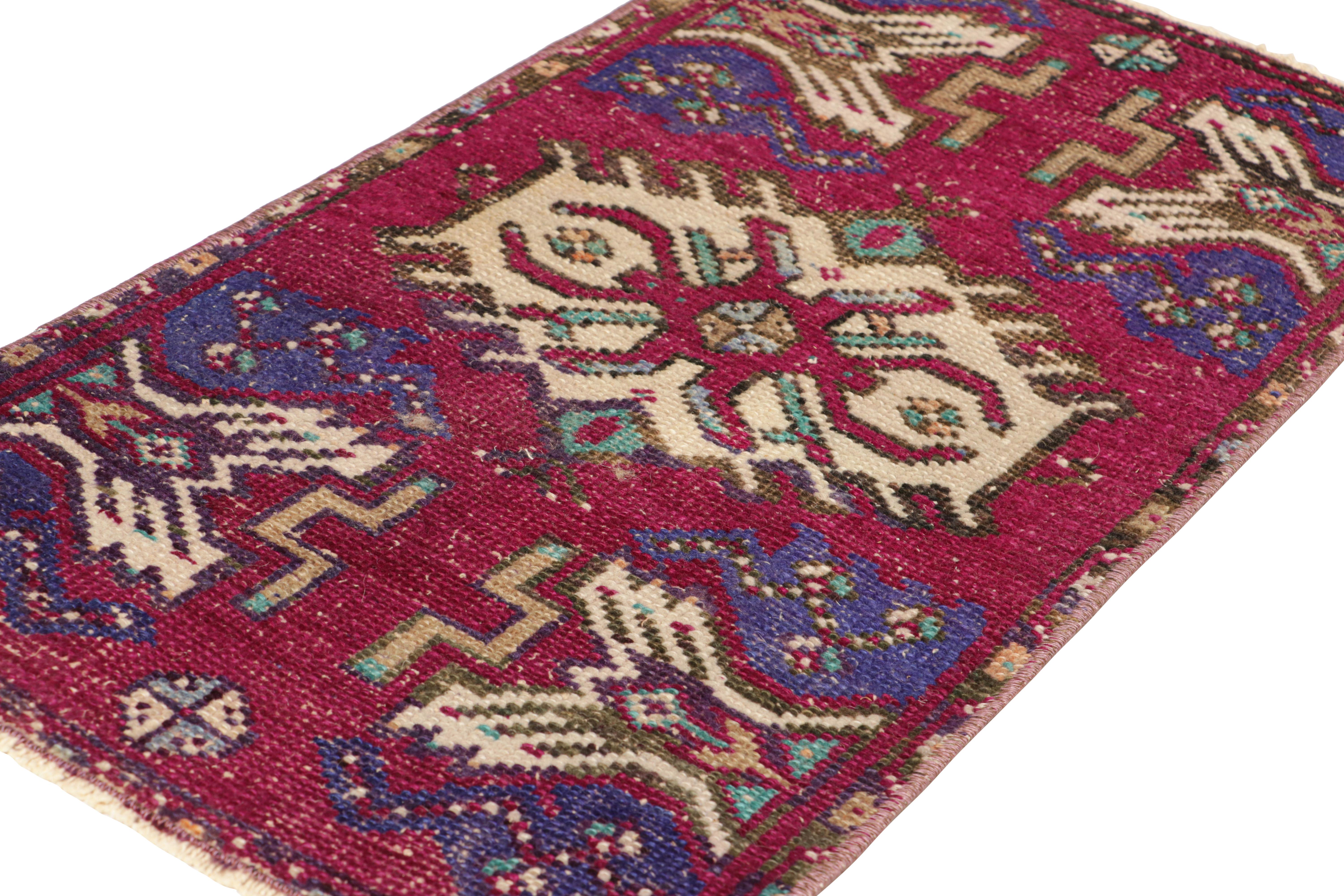 Hand-Knotted Vintage Oushak Rug in Burgundy with Geometric Medallions, from Rug & Kilim For Sale