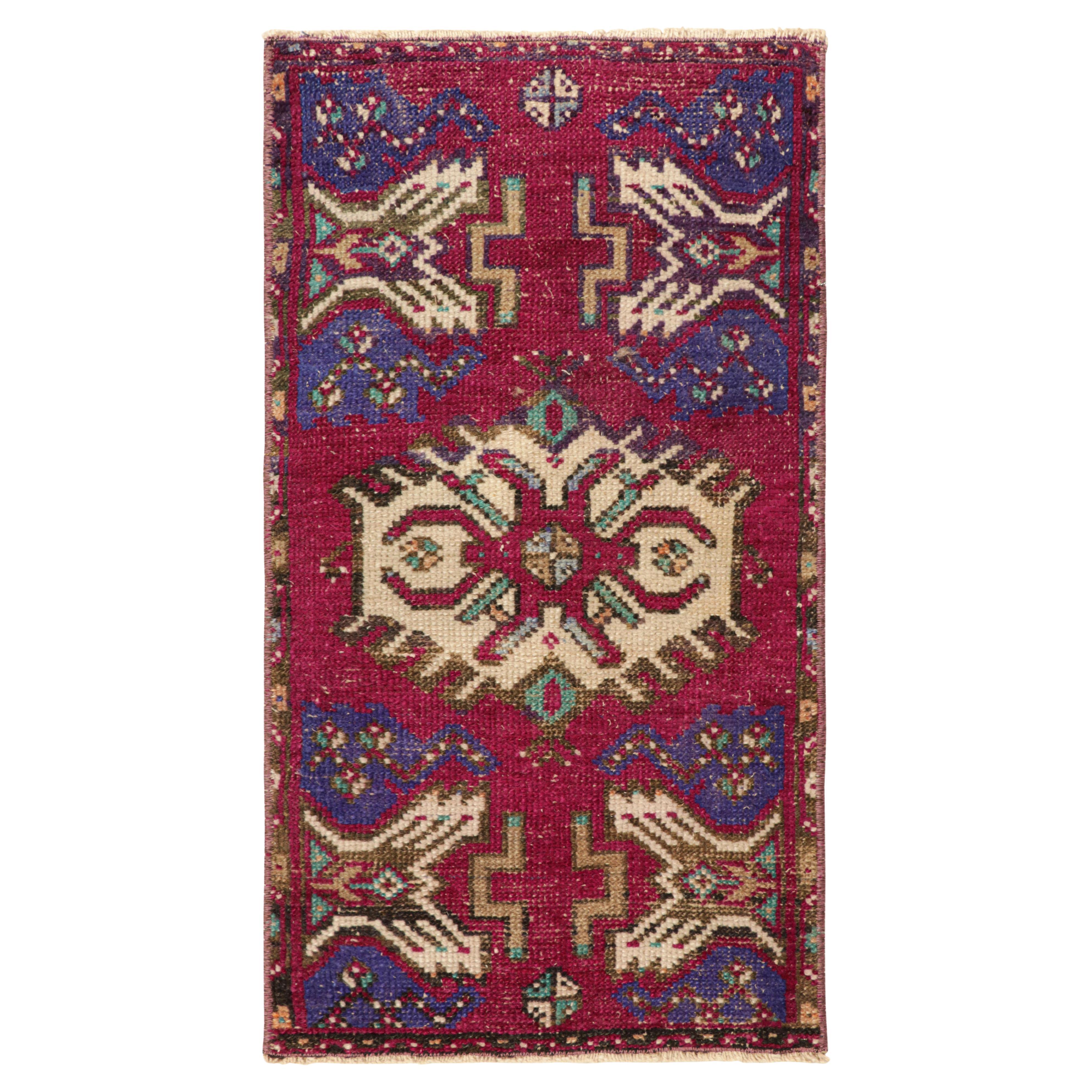 Vintage Oushak Rug in Burgundy with Geometric Medallions, from Rug & Kilim