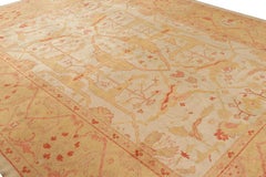 Vintage Oushak Rug in Gold & Orange with Floral Patterns - Rug & Kilim