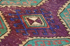 Vintage Oushak Rug in Violet Purple with Geometric Medallions, from Rug & Kilim