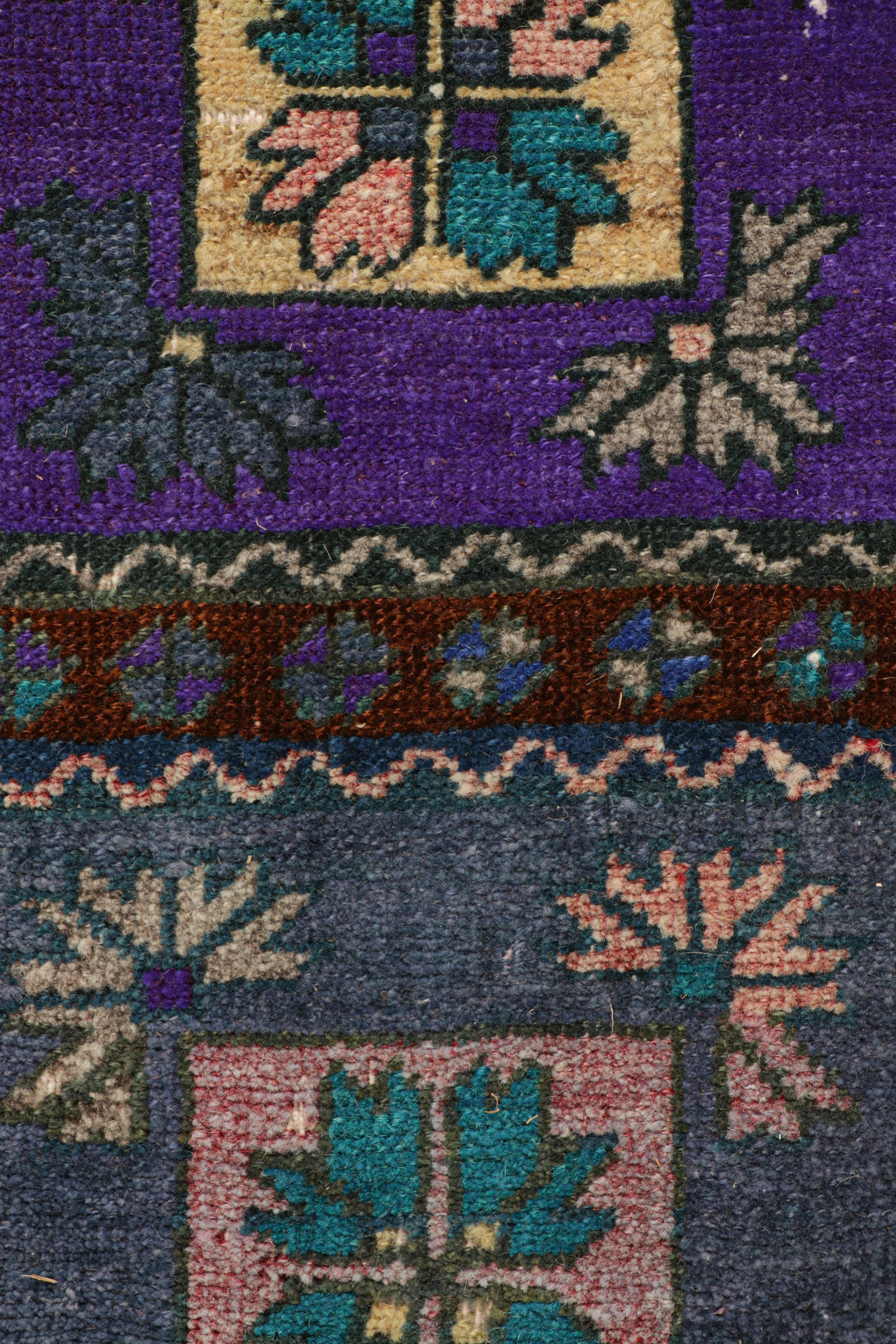 Turkish Vintage Oushak Rug in Violet Purple with Geometric Medallions, from Rug & Kilim For Sale