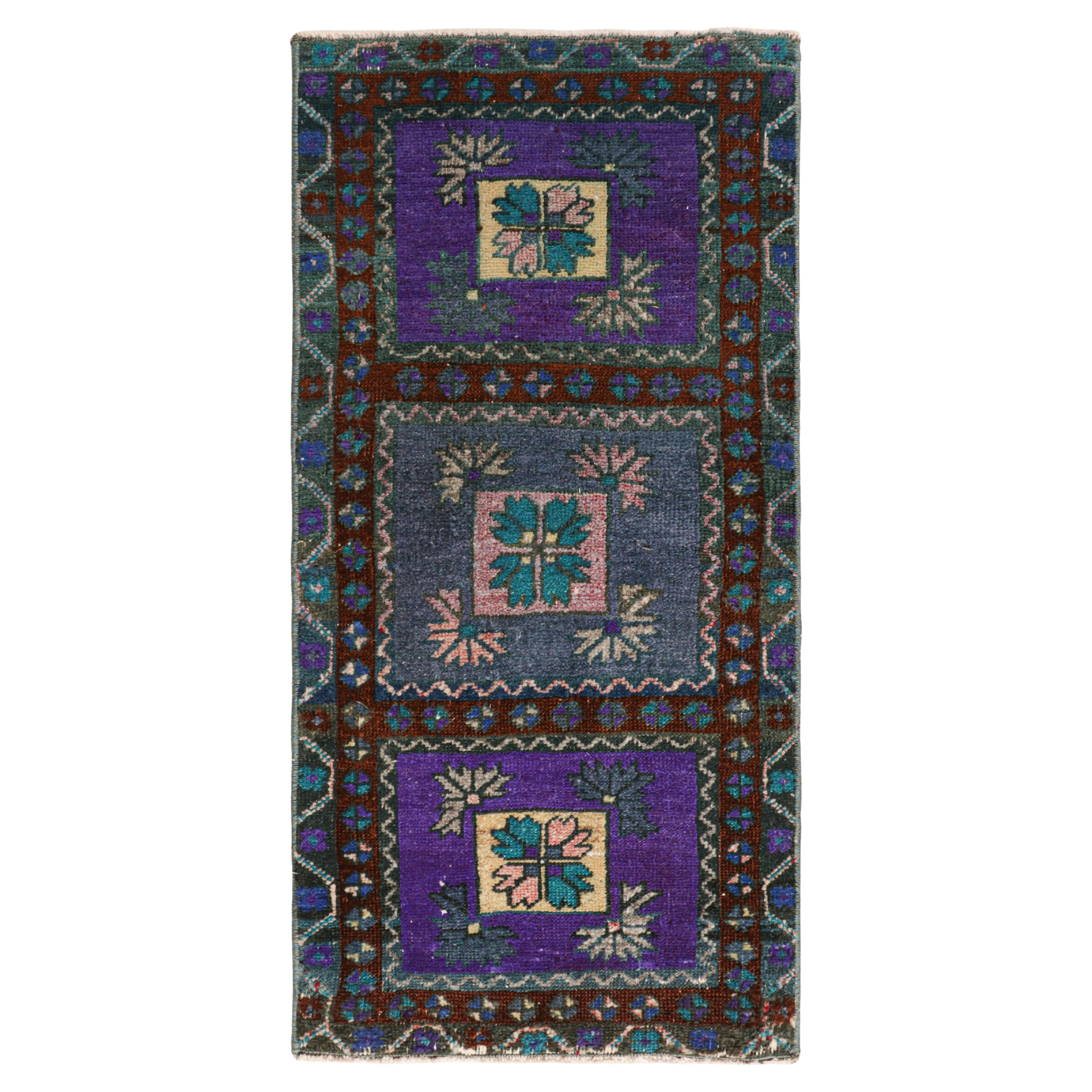 Vintage Oushak Rug in Violet Purple with Geometric Medallions, from Rug & Kilim