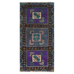 Vintage Oushak Rug in Violet Purple with Geometric Medallions, from Rug & Kilim