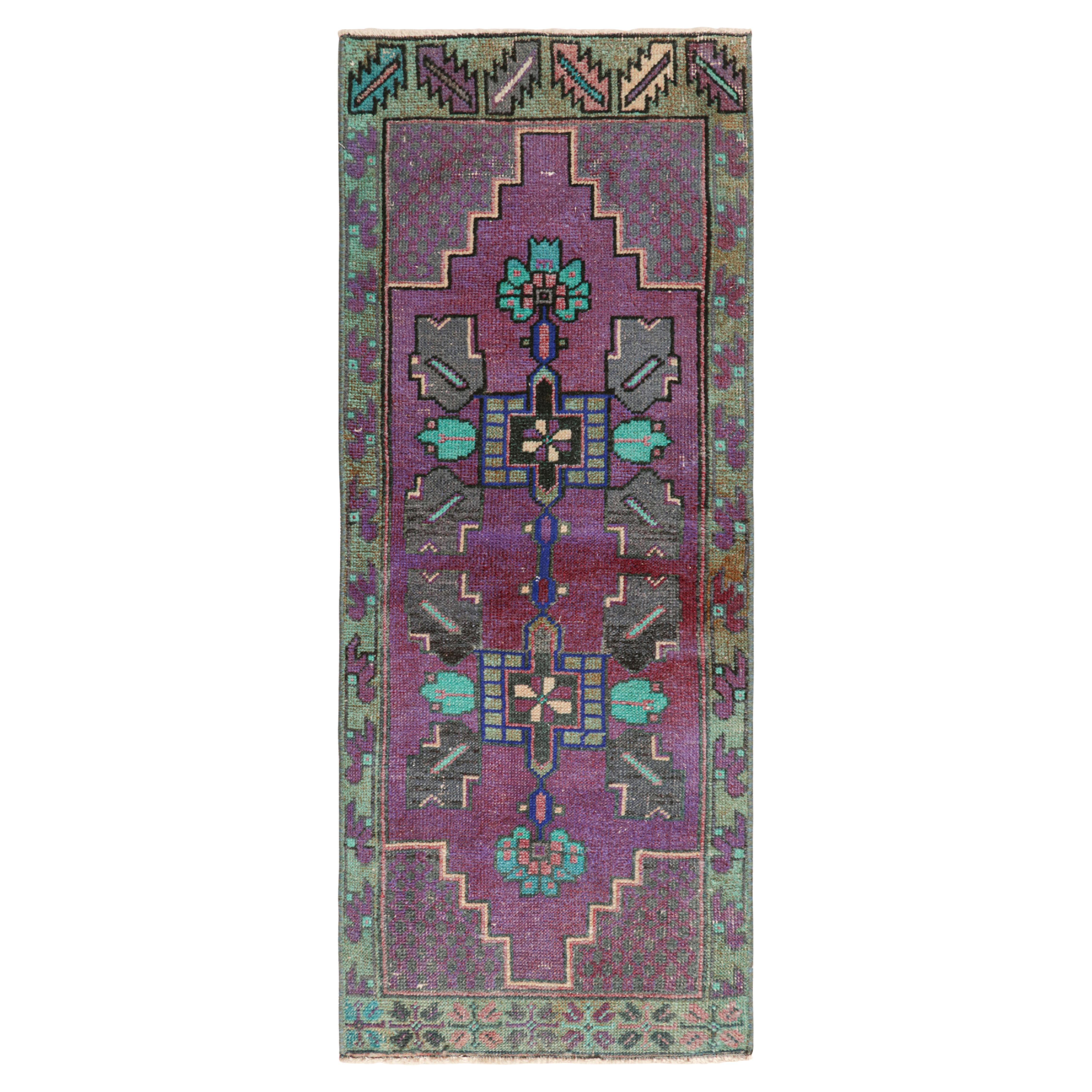 Vintage Oushak Rug in Violet Purple with Geometric Medallions, from Rug & Kilim For Sale