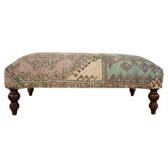 Vintage Oushak Rug Ottoman Table