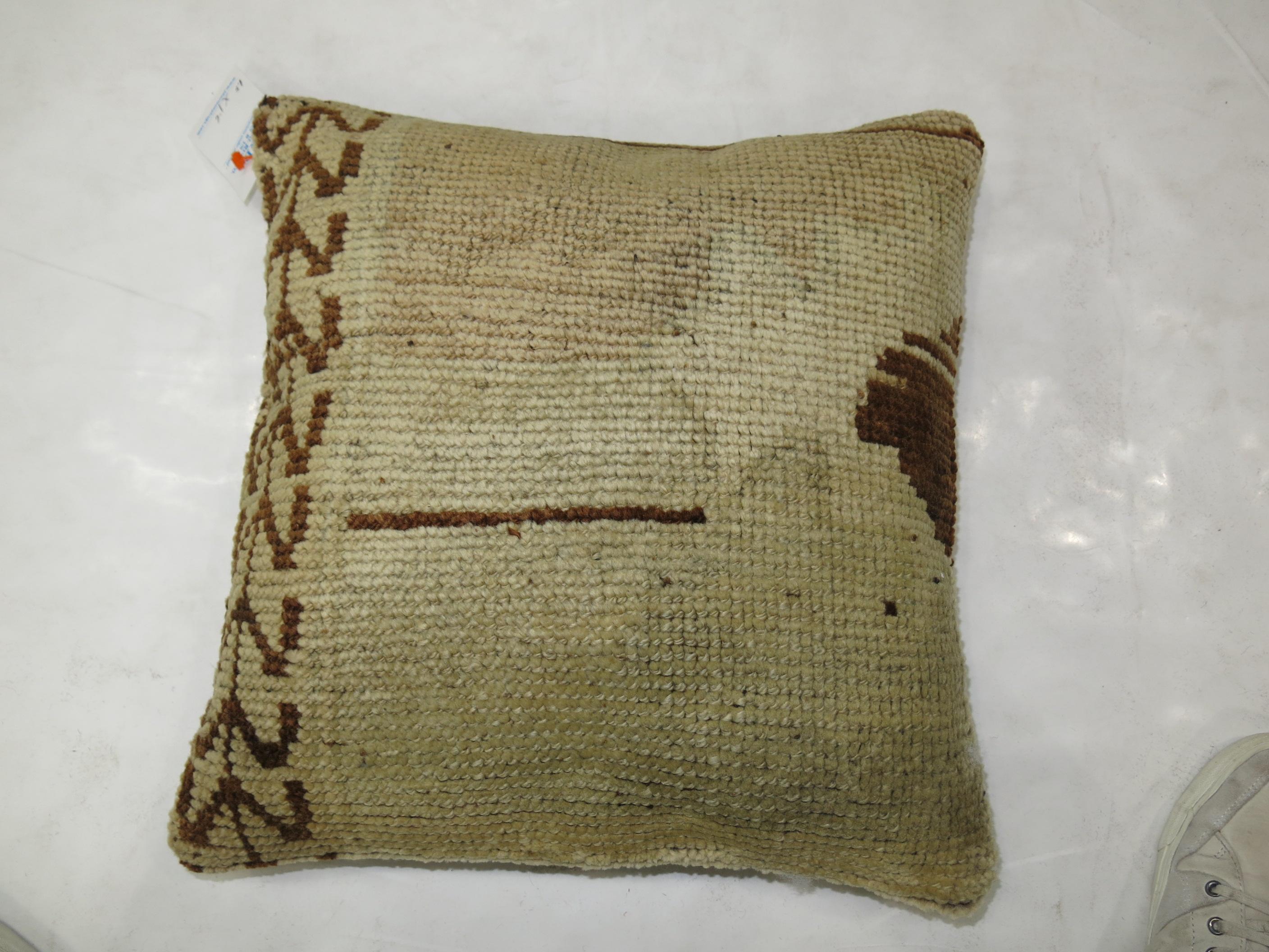Turkish Vintage Oushak Rug Pillow