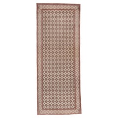 Tapis Vintage Oushak - Treillis à losanges répétés dans des tons neutres et doux