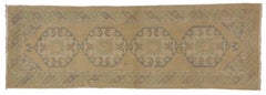 Vintage Oushak Rug Runner, Hallway Runner with Soft Colors