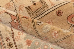 Vintage Oushak Rug Turkish Medallion with Botanical Border