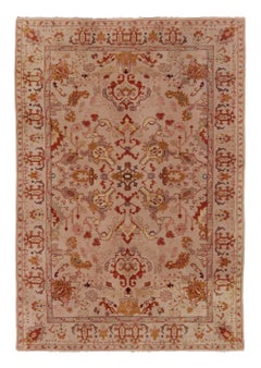 Vintage Oushak Rug with Floral Medallion & Turkish Botanical Design -Rug & Kilim