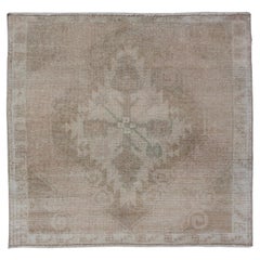 Vintage Oushak Rug with Medallion and Delicate Floral Patterns 2'3" x 2'5"