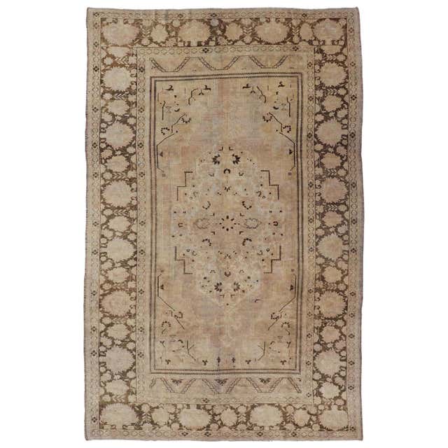 Vintage Oushak Rug with Muted Neutral Colors in Tan, Beige, Taupe, Gray ...