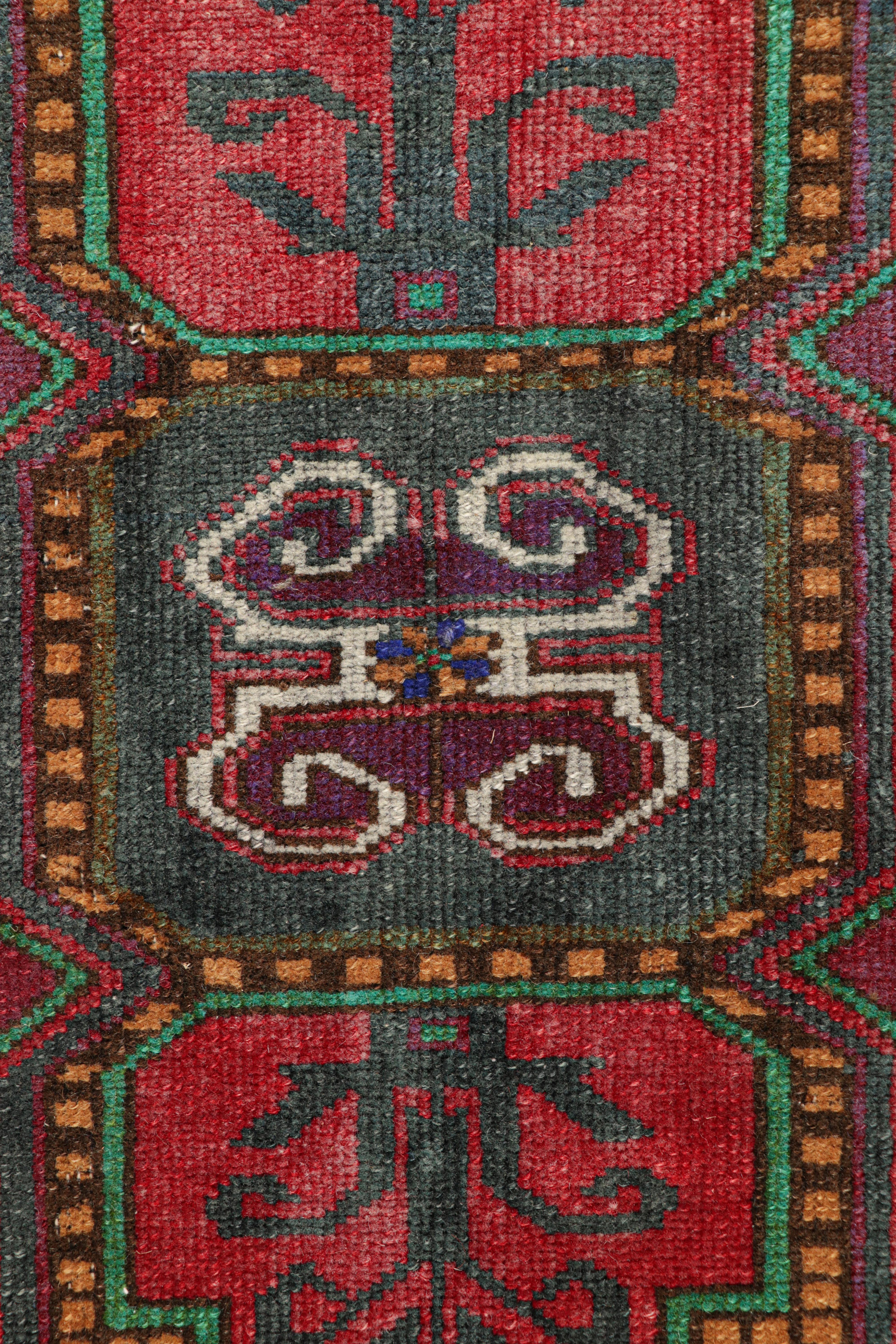 Turkish Vintage Oushak Rug with Polychromatic Geometric Medallions, from Rug & Kilim For Sale