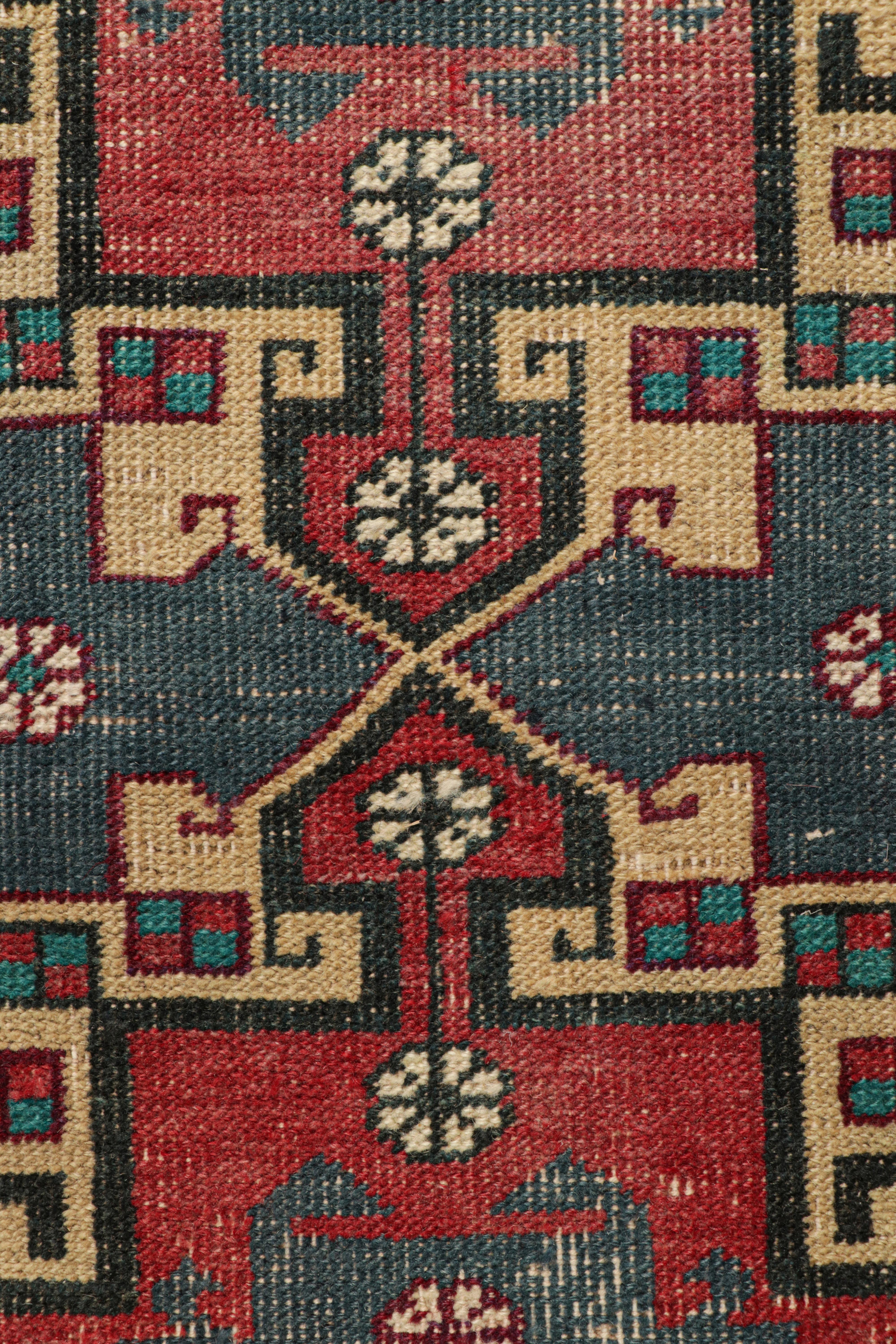 Turkish Vintage Oushak Rug with Polychromatic Geometric Medallions, from Rug & Kilim For Sale