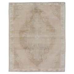 Vintage Oushak Rug with Soft Pastel Colors and Medallion 2'5 x 2'10