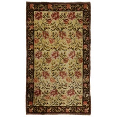 Vintage Oushak Rug with Traditional English Country Garden Design