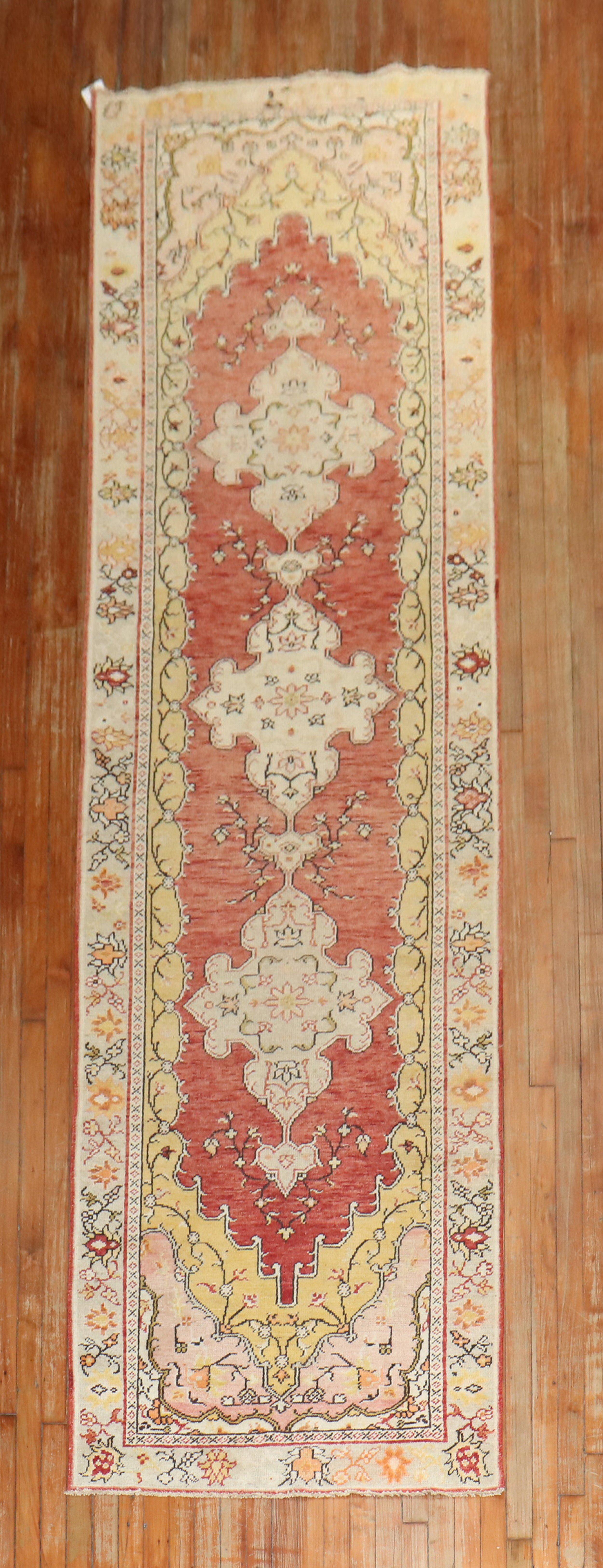 Mid 20th century one of a kind Turkish Oushak runner

Measures: 3'3'' x 12'6''.