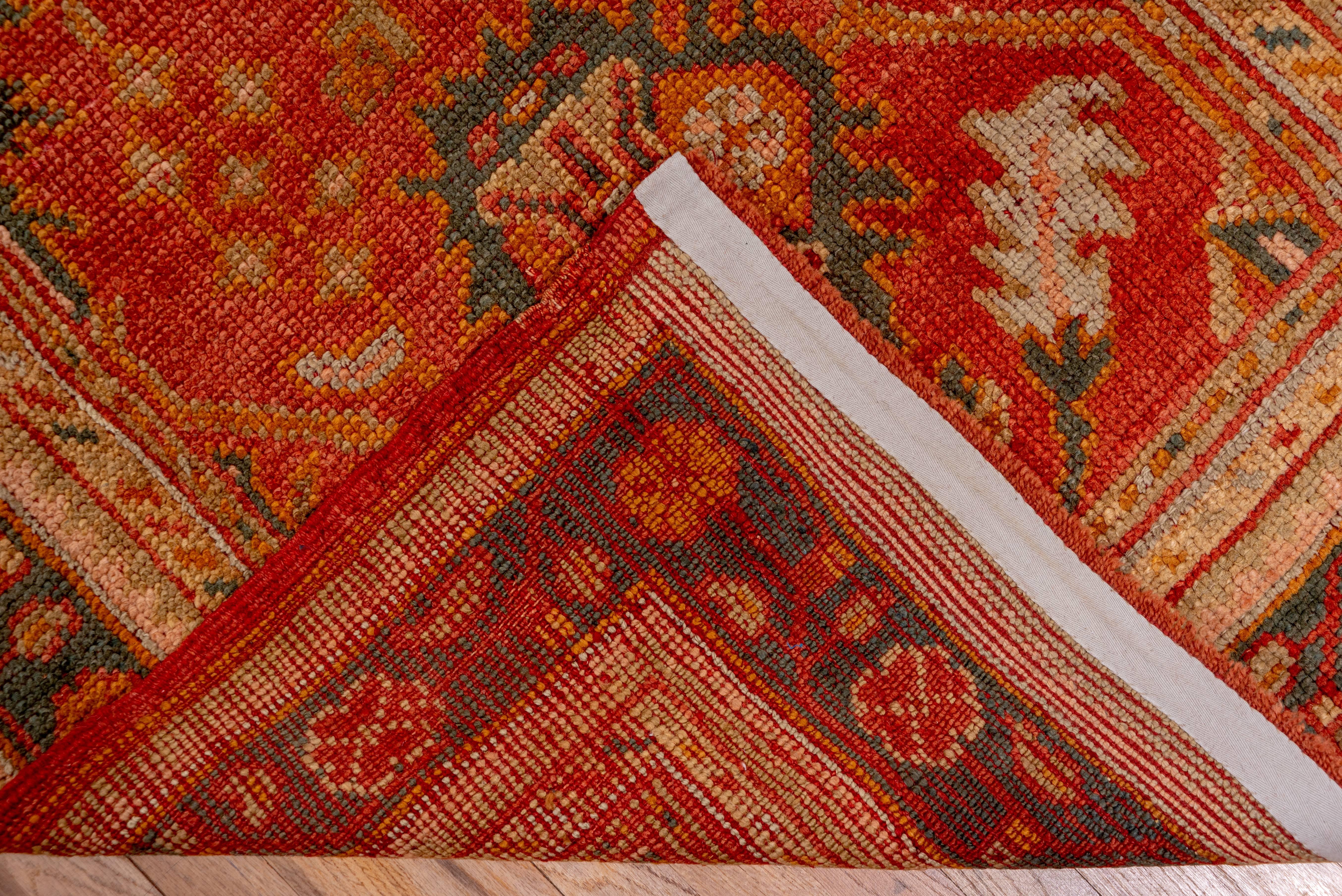 Orange Turkish Oushak Runner, Circa 1920s In Excellent Condition For Sale In New York, NY