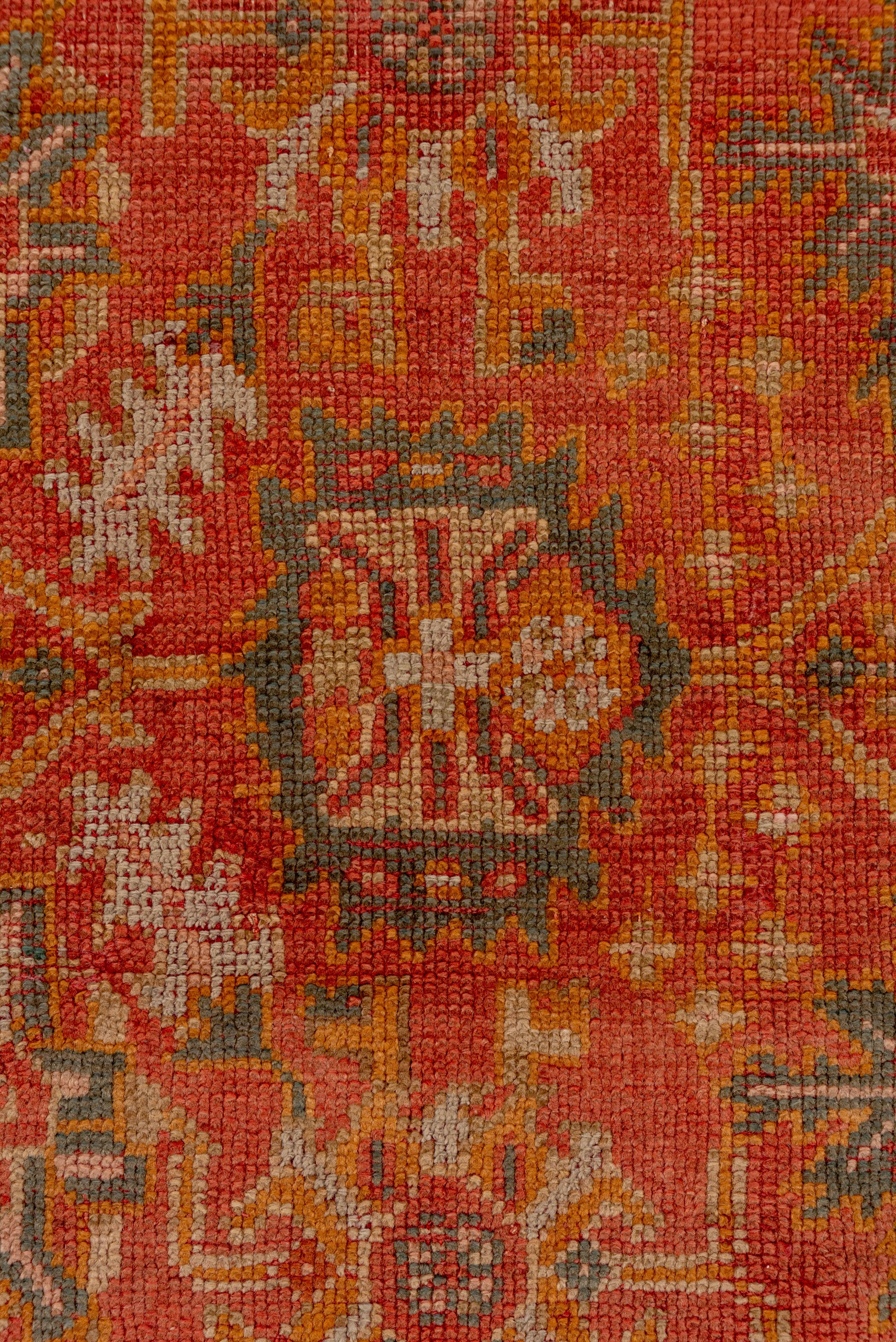 20th Century Orange Turkish Oushak Runner, Circa 1920s For Sale