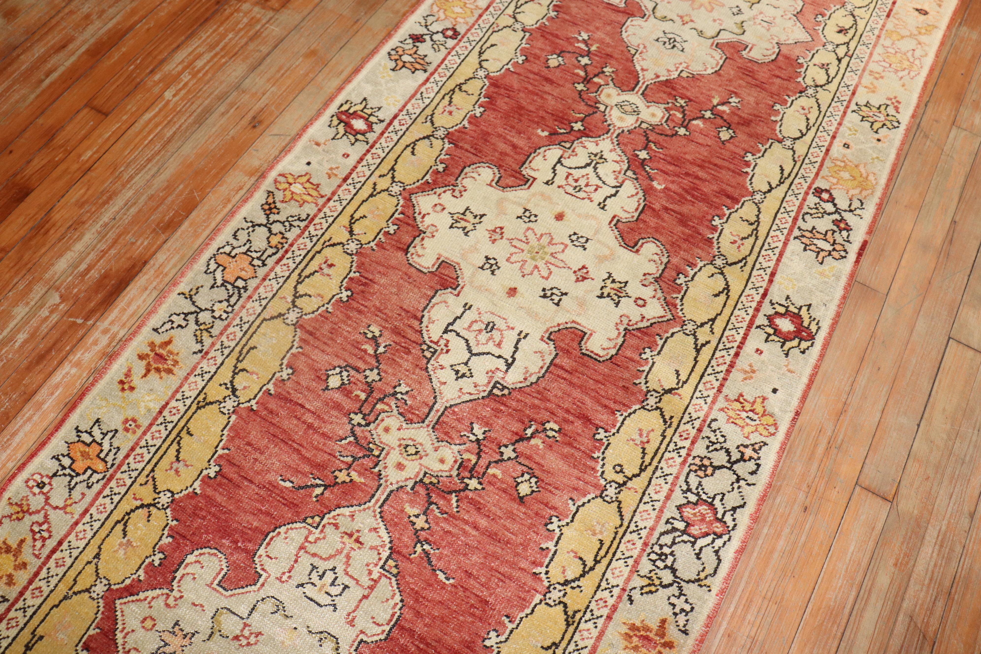 Hand-Woven Vintage Oushak Runner For Sale