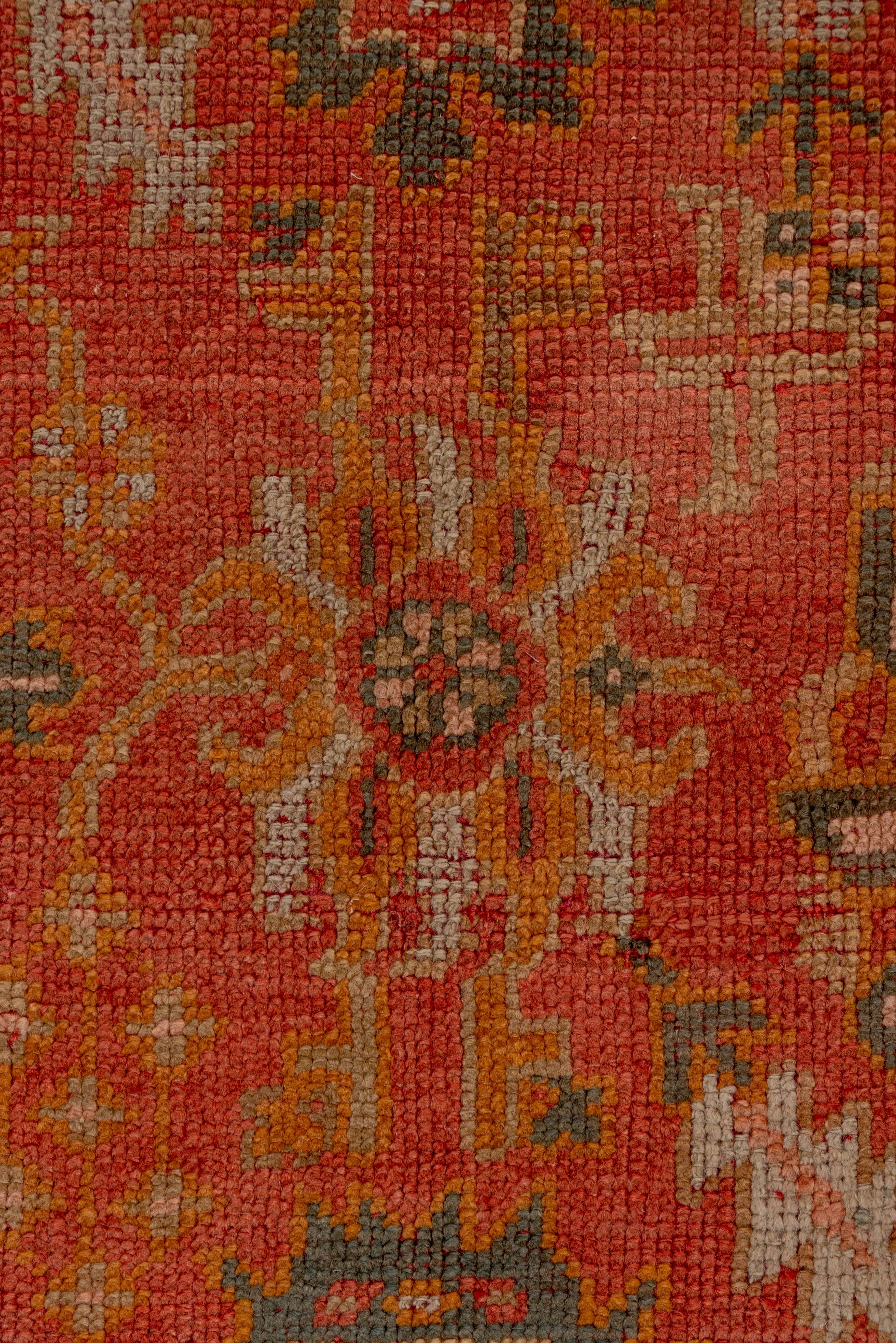 Wool Orange Turkish Oushak Runner, Circa 1920s For Sale