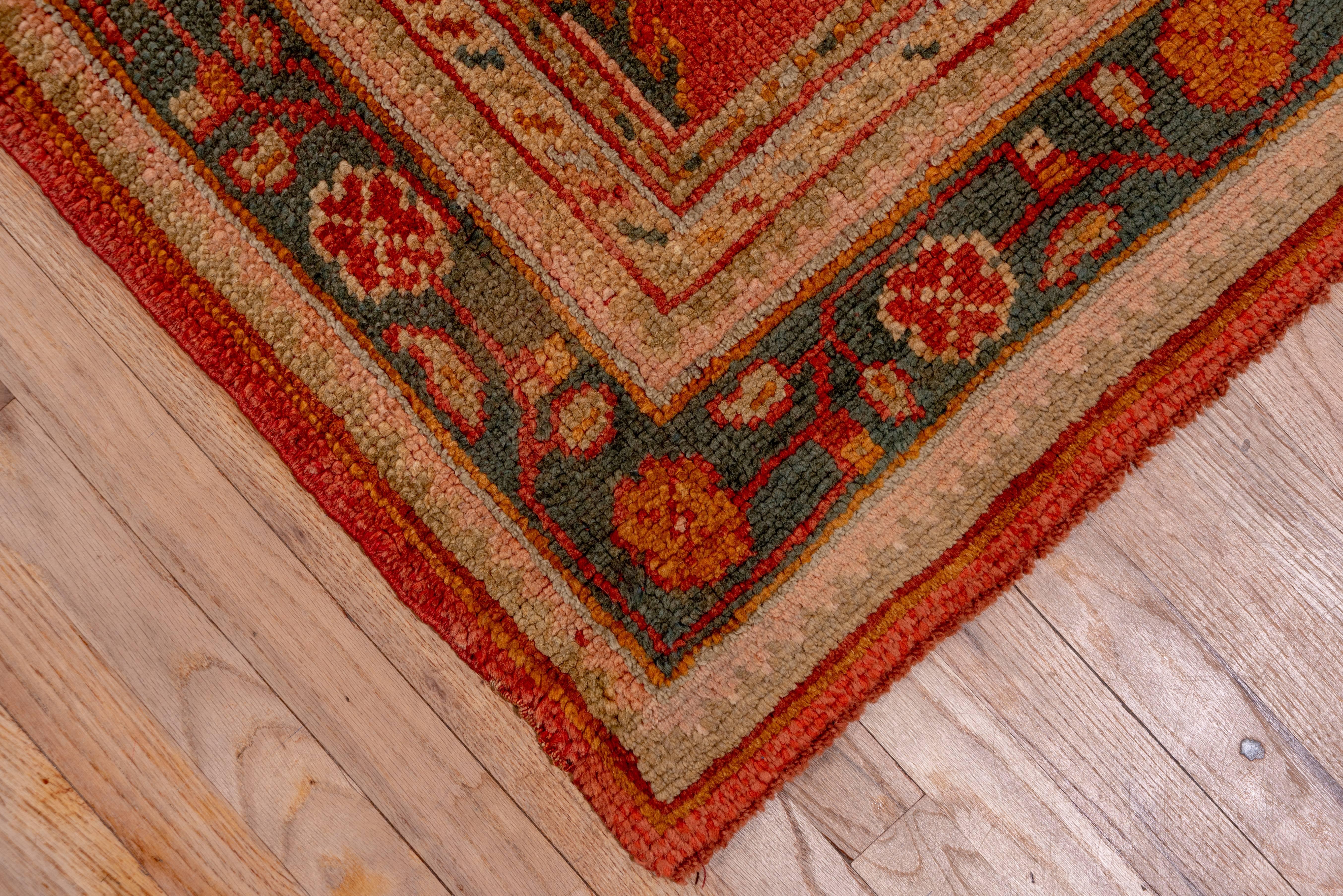 Orange Turkish Oushak Runner, Circa 1920s For Sale 3