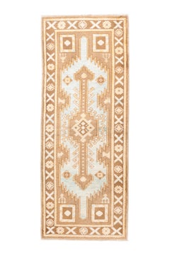 Vintage Oushak Runner in Soft Camel and Ice Blue
