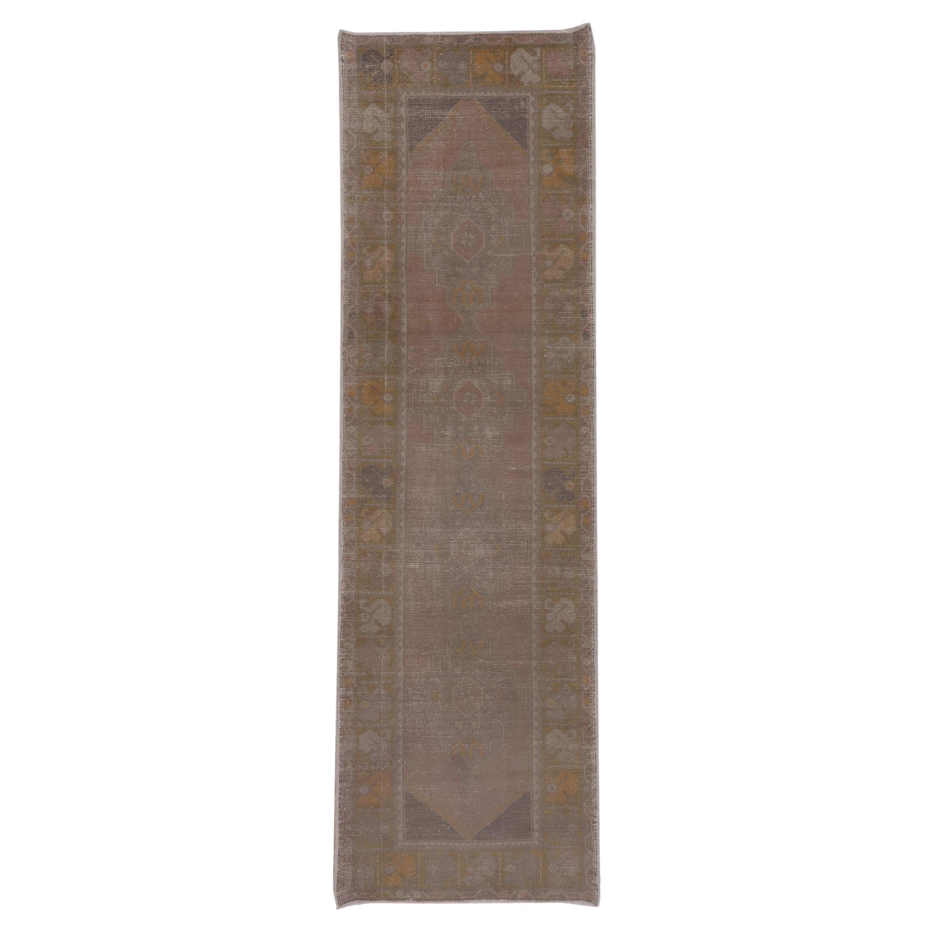 Vintage Oushak Runner, Mid-20th Century For Sale