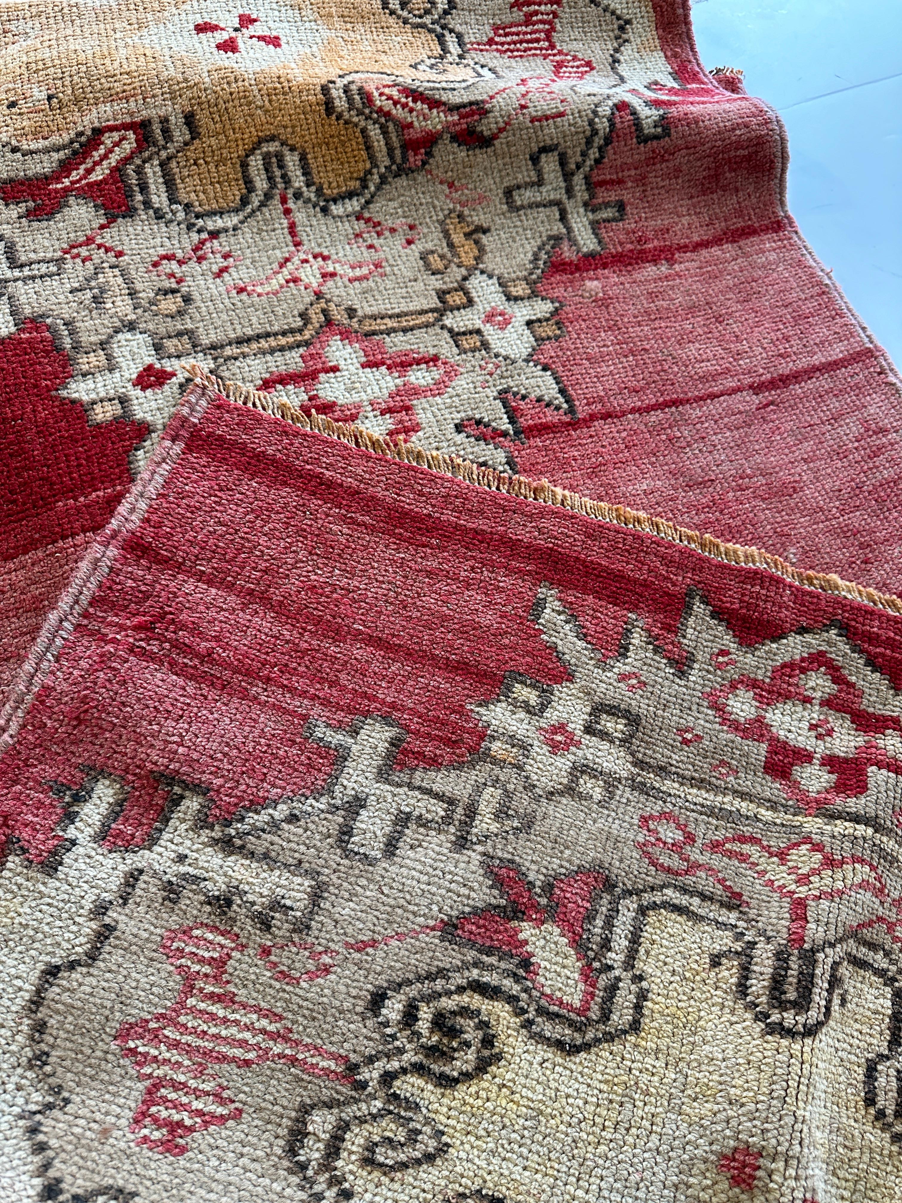 Annodato a mano Tappeto Oushak Runner Vintage - 2' 9