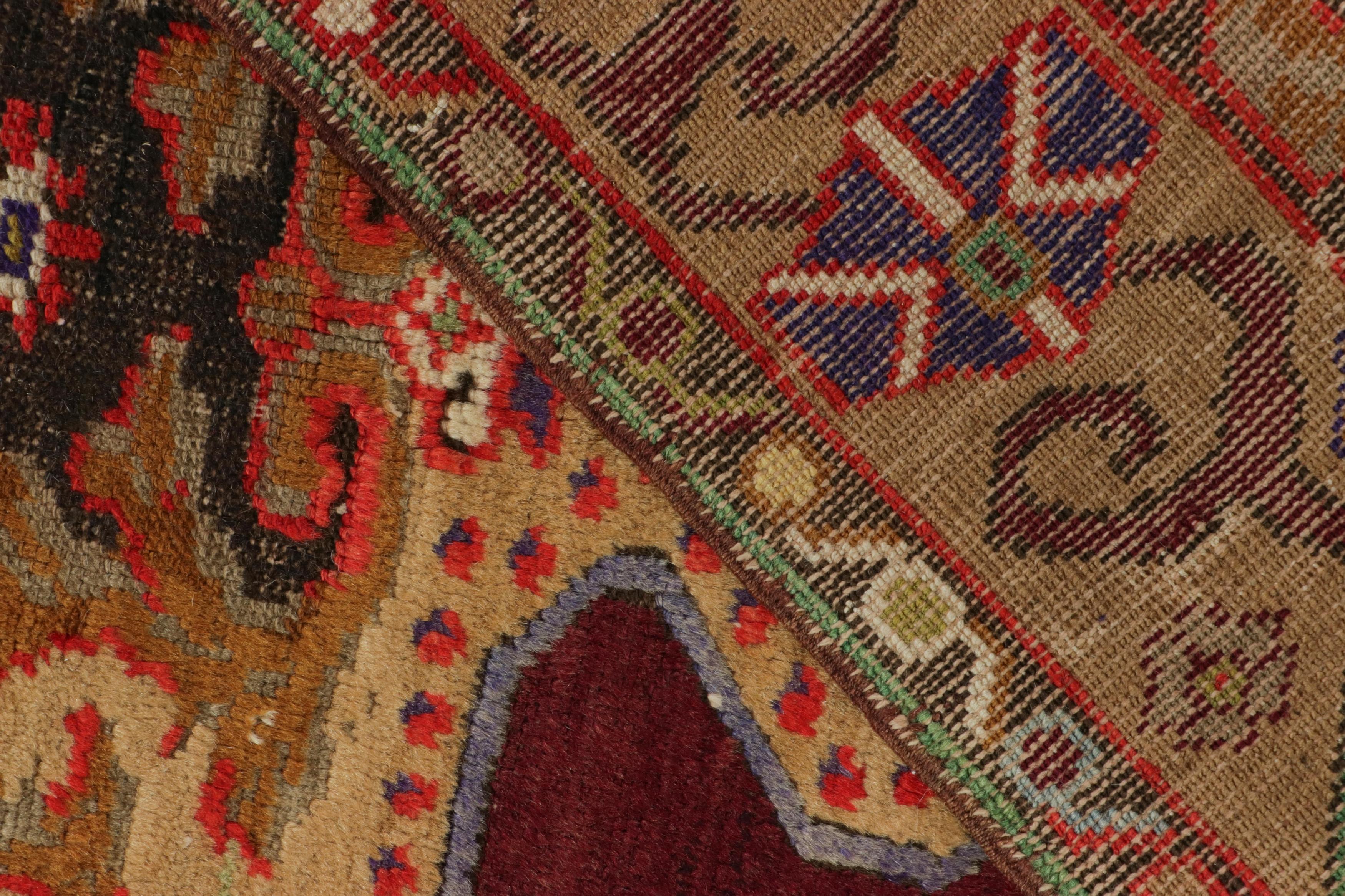 Fin du XIXe siècle Tapis vintage Oushak noué à la main en motif de médaillon beige et brun de Rug & Kilim en vente