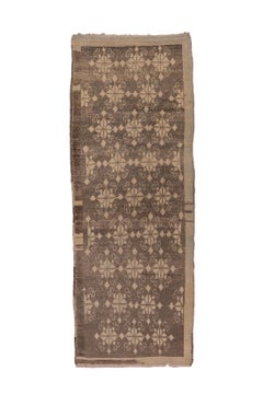 Vintage Oushak Runner – Starburst Floral Design in Mocha and Cream
