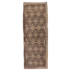 Vintage Oushak Runner – Starburst Floral Design in Mocha and Cream