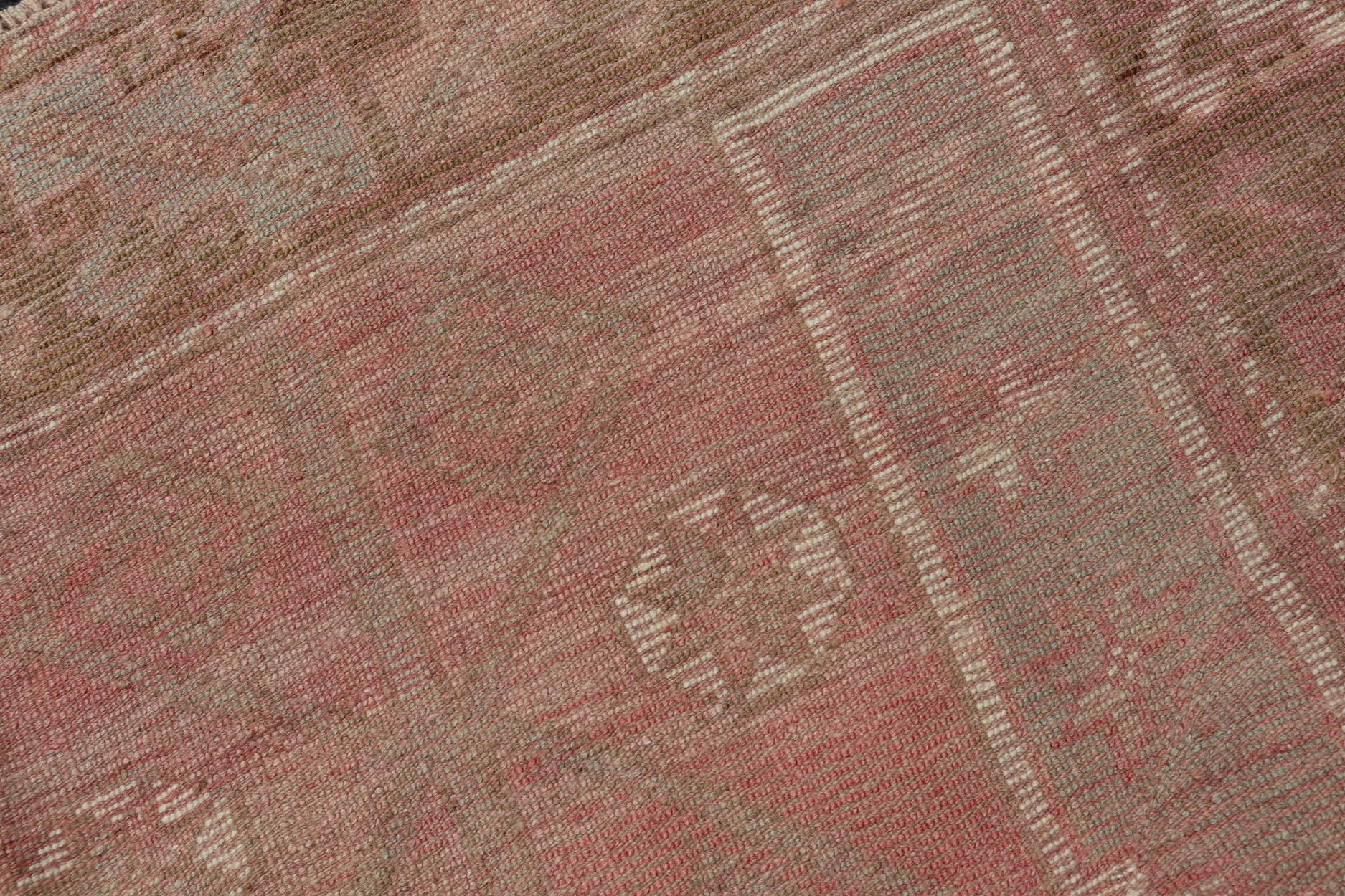 Vintage Oushak Small Rug With Faded Rose, Olive Green  4'2