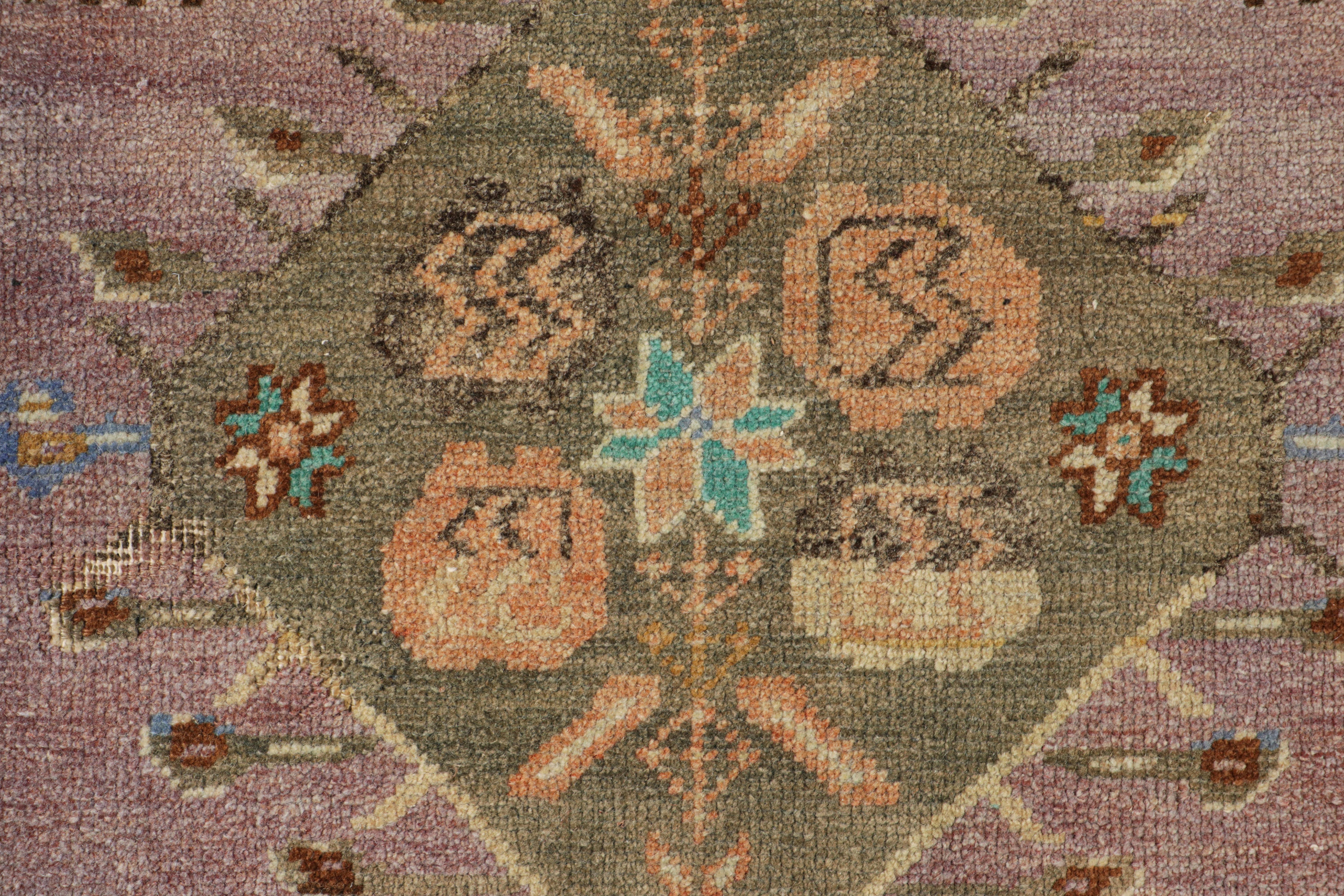 Turkish Vintage Oushak Square Rug with Geometric Floral Medallion, from Rug & Kilim For Sale