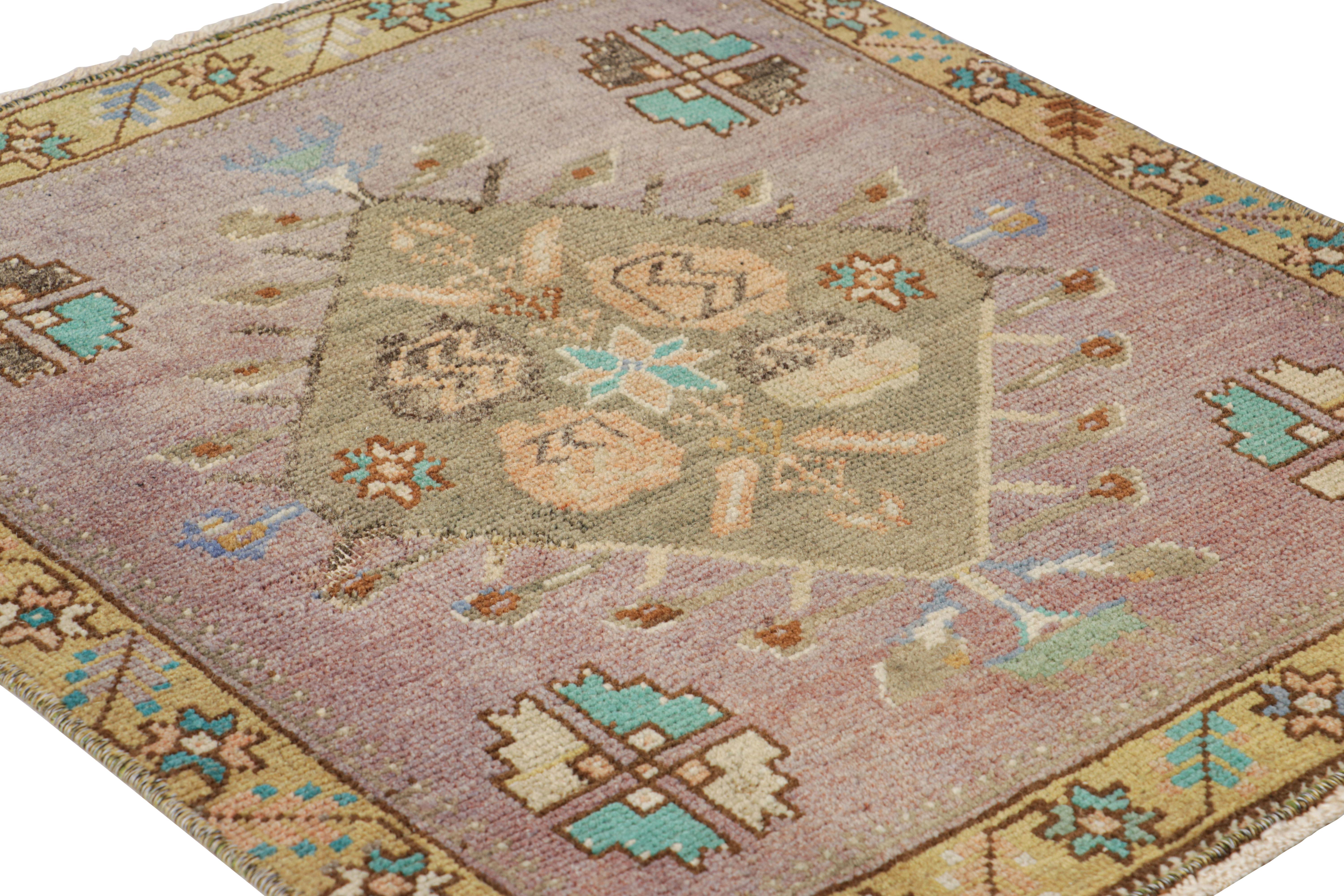 Hand-Knotted Vintage Oushak Square Rug with Geometric Floral Medallion, from Rug & Kilim For Sale