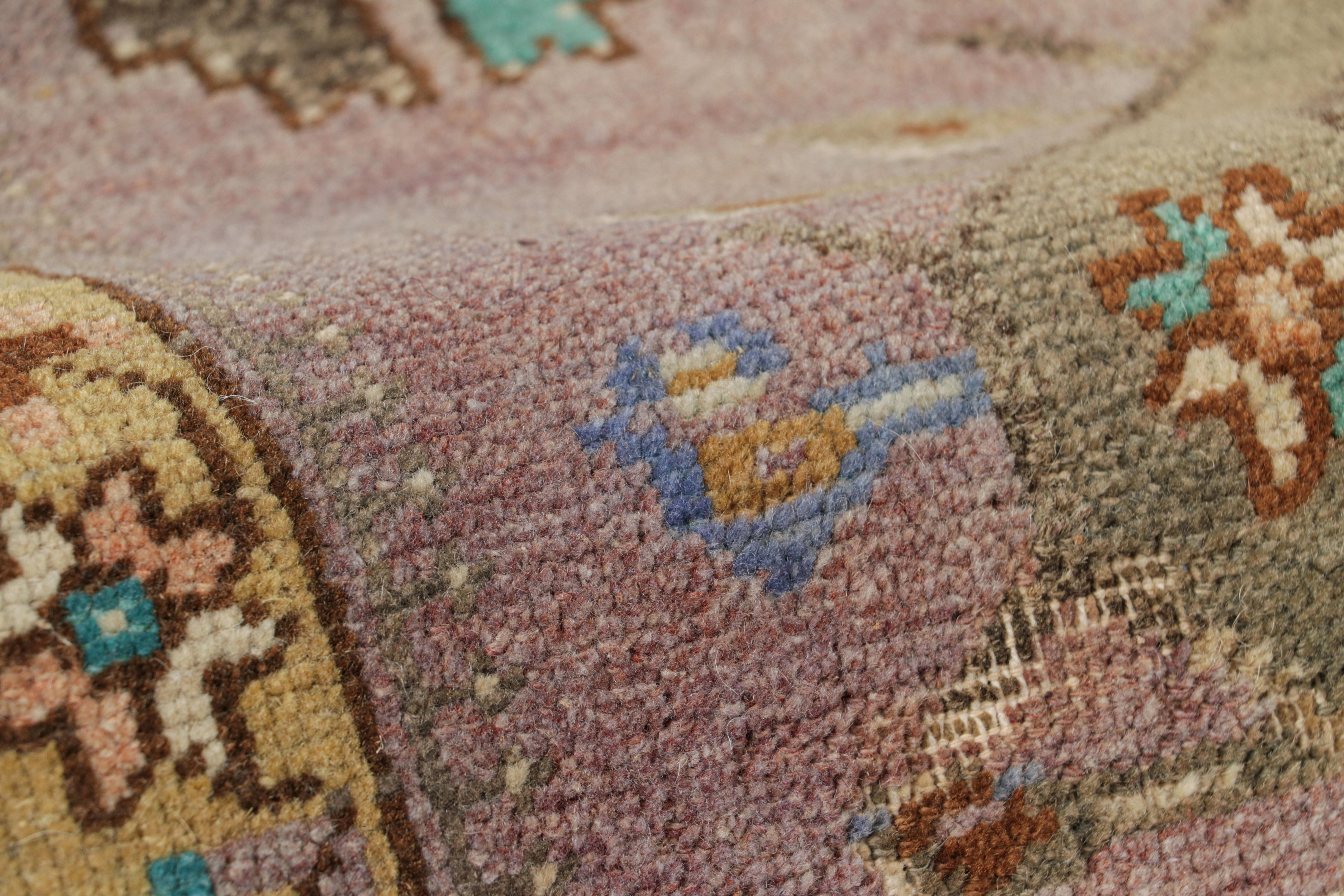 Mid-20th Century Vintage Oushak Square Rug with Geometric Floral Medallion, from Rug & Kilim For Sale