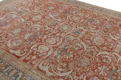 Europäischer Vintage-Teppich im Oushak-Stil in Rot mit Blumenmustern von Rug & Kilim
