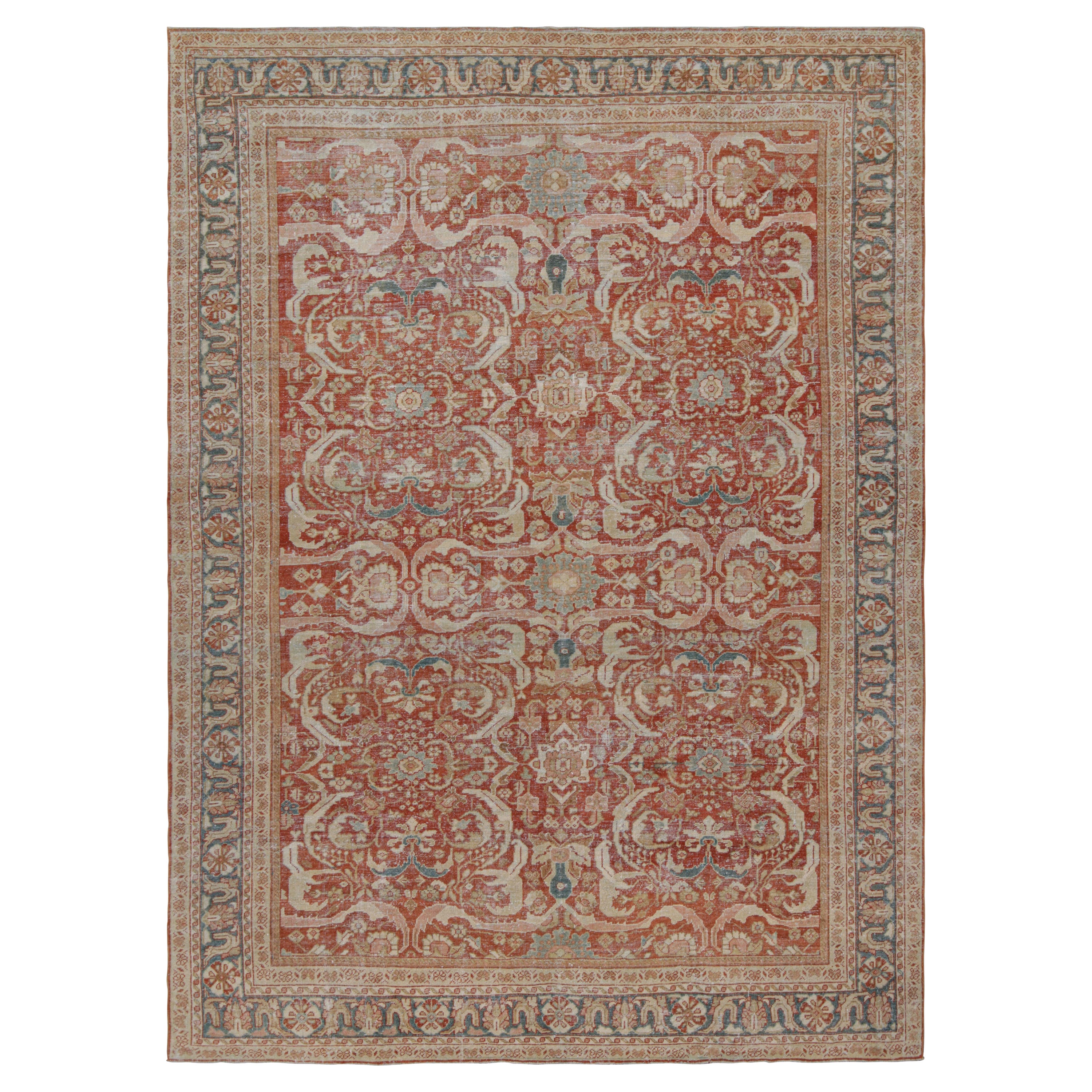 Europäischer Vintage-Teppich im Oushak-Stil in Rot mit Blumenmustern von Rug & Kilim