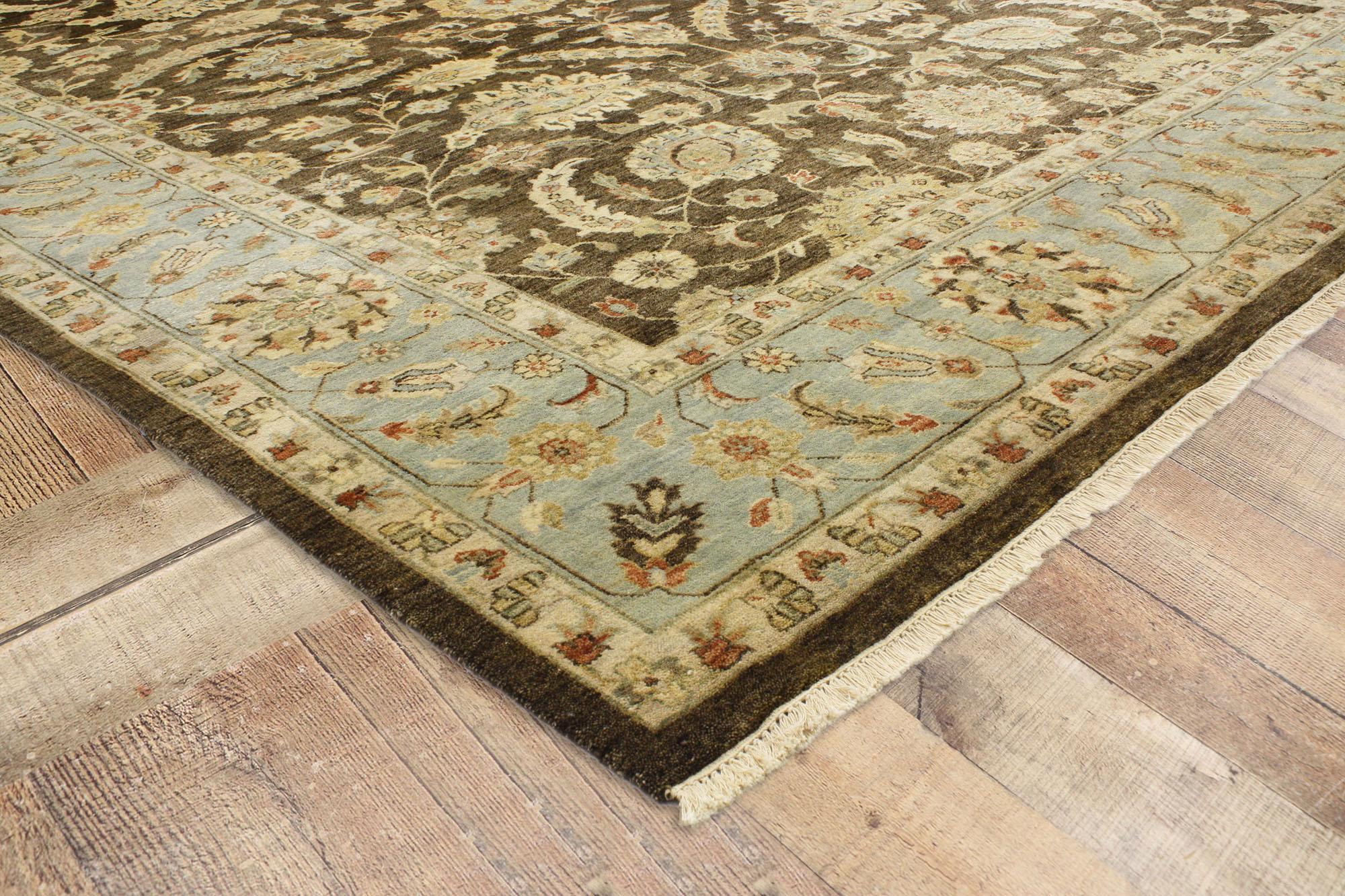20th Century Vintage Oushak Style Rug, Timeless Design Meets Earth-Tone Elegance For Sale