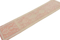 Vintage Oushak Style Runner Rug in Pink with Geometric Patterns from Rug & Kilim