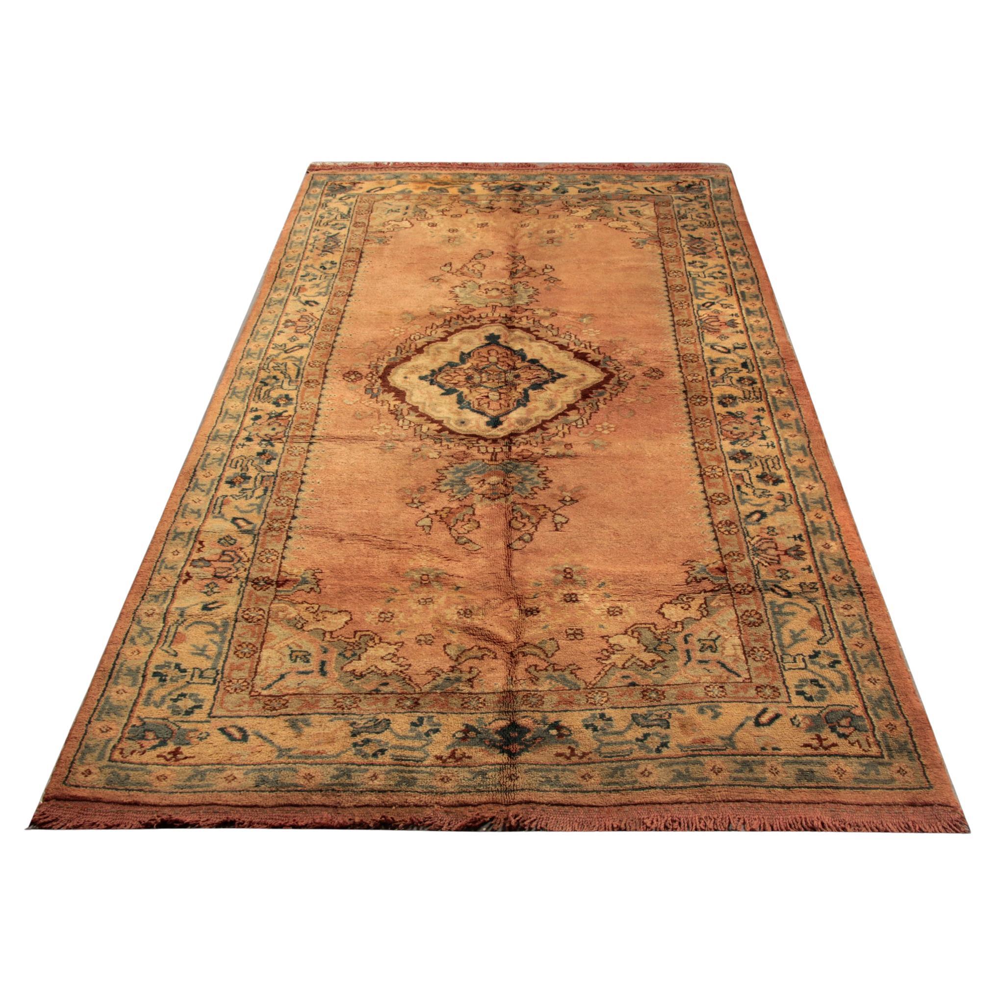  Vintage Oushak Turkish Rugs, Rust Anatolian Carpet Rust Living room Rug 