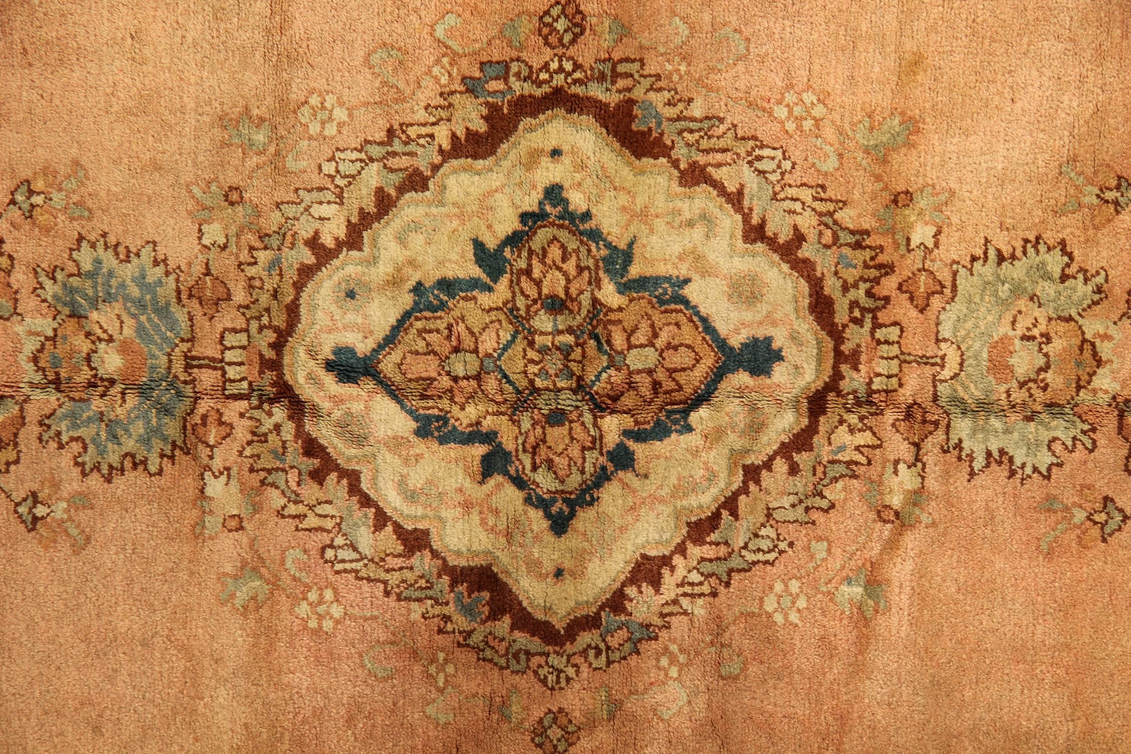 Hand-Woven Vintage Oushak Turkish Rugs, Anatolian Carpet Rust Living Room Rug For Sale
