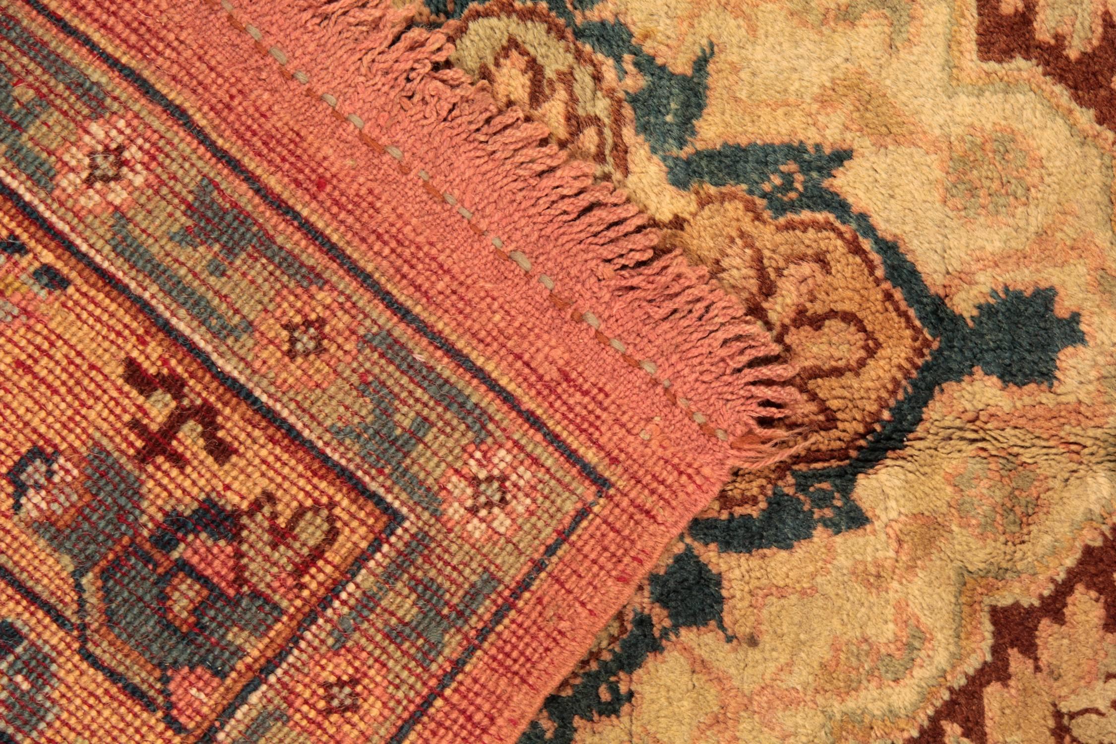 Early 20th Century Vintage Oushak Turkish Rugs, Anatolian Carpet Rust Living Room Rug For Sale
